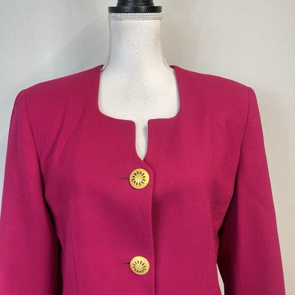 Vintage Liz Claiborne Suits Jacket Blazer size 12 Hot Pink Wool Glamour 90's Y2K - Picture 3 of 10